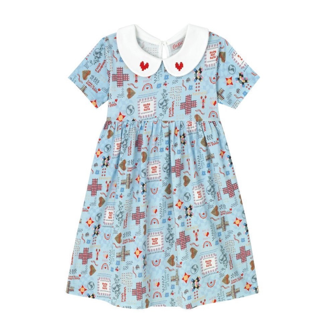 PATCHWORK DITSY SHORT SLEEVE JERSEY DRESS ( new)